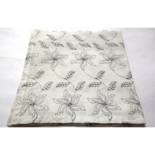 15" Extra Large Polyester Chikan Work White Handkerchief Hanky Napkin Wedding